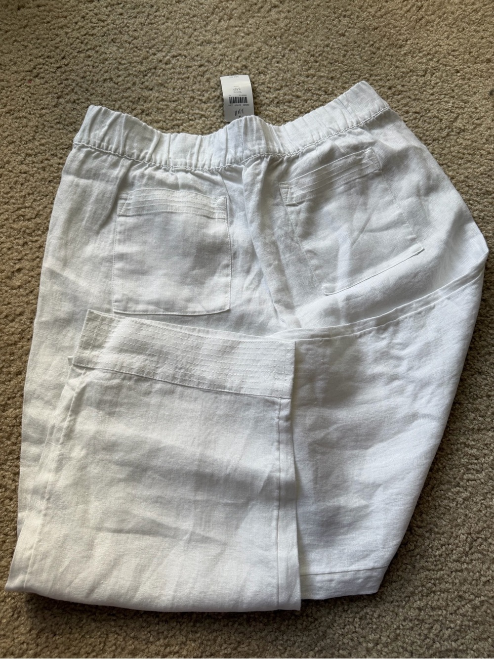 J. Jill Pure Jill White Linen Cropped Pants Petite MP NWT Elastic Waist Summer - Picture 3 of 5